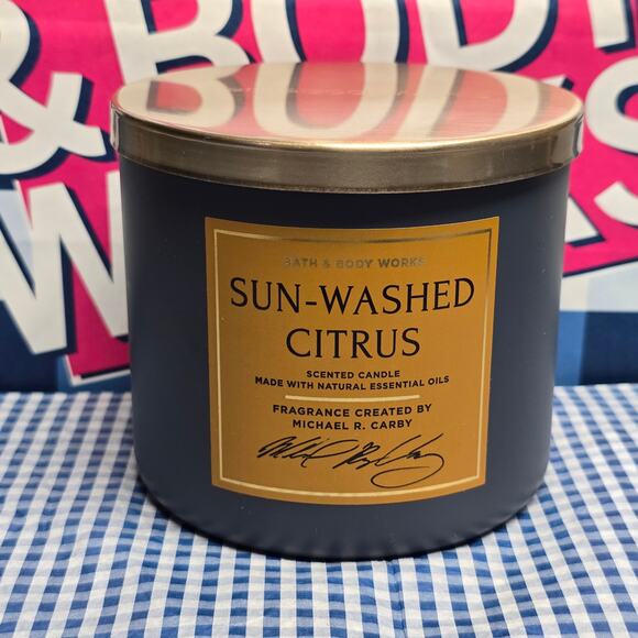 BBW Sun Washed Citrus Large 3 Wick Candle Home Fragrance Decor - Picture 1 of 2